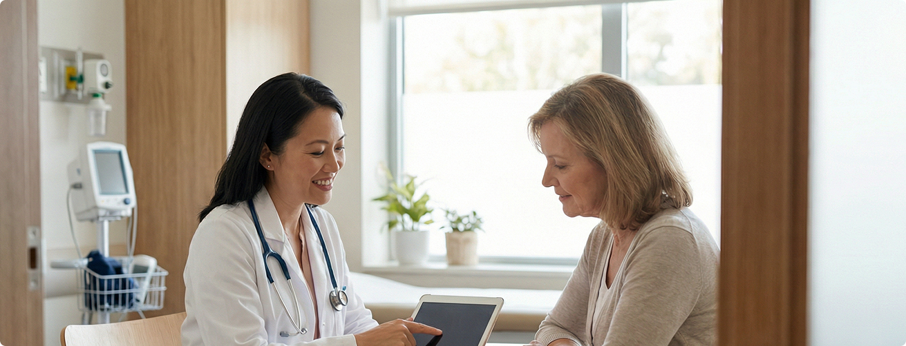 Doctor speaking with patient at Fosun Health